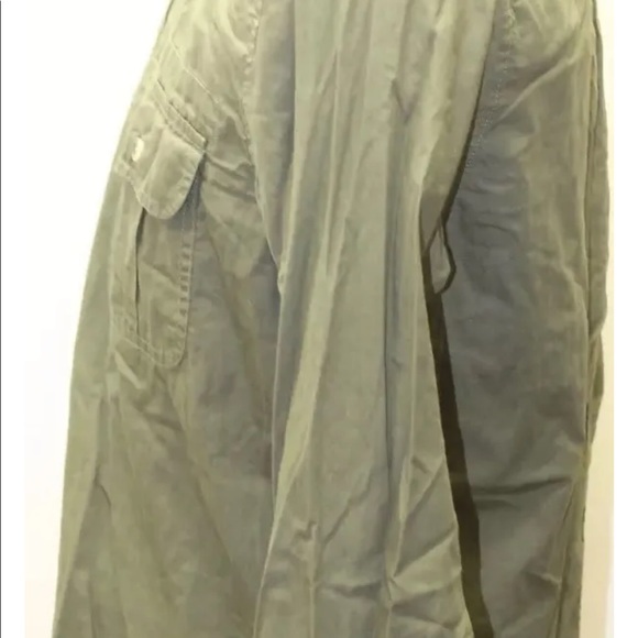 Signature 53 Levis Men Military Green Long Sleeve Shirt Polo Small 100% Cotton - Picture 10 of 13